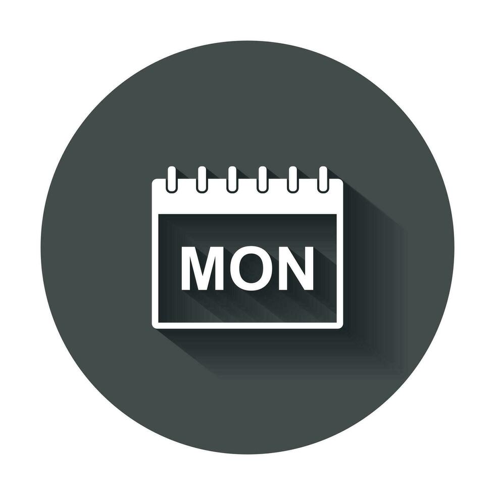 Monday calendar page pictogram icon. Simple flat pictogram for business, marketing, internet concept with long shadow. vector