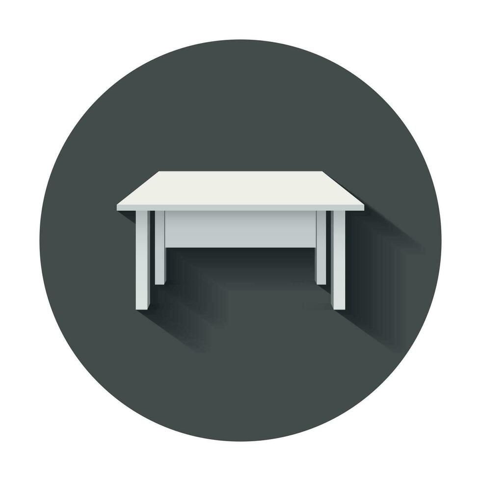 Vector table for object presentation. Empty white top table with long shadow.