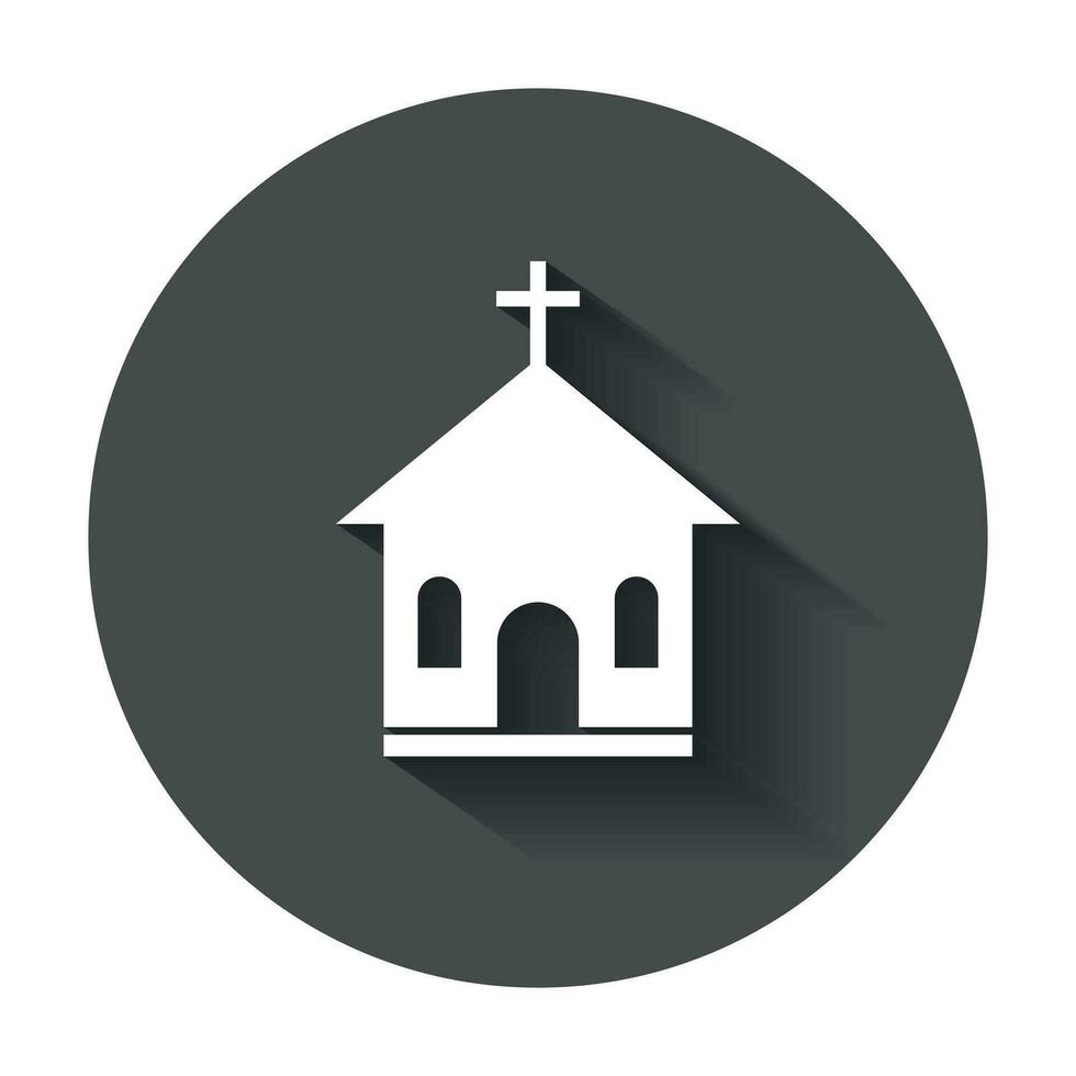 Iglesia santuario vector ilustración icono. sencillo plano pictograma para negocio, marketing, móvil aplicación, Internet con largo sombra.