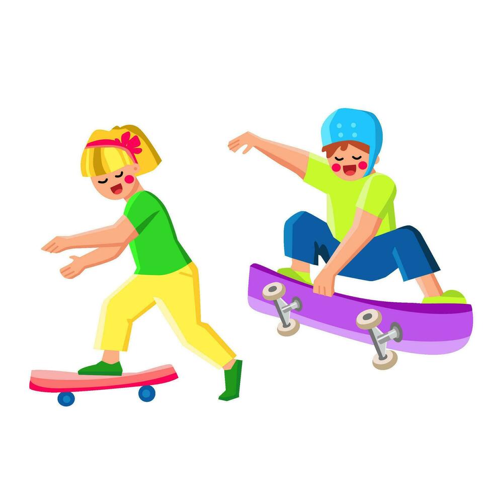 young kid skateboarding vector