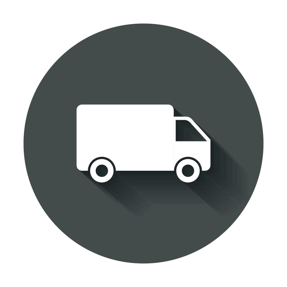 Truck, car vector illustration. Fast delivery service shipping icon. Simple flat pictogram for business, marketing or mobile app internet concept with long shadow.