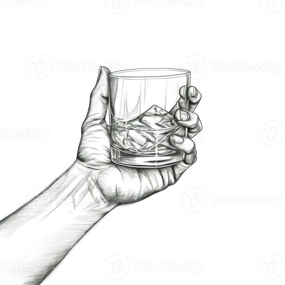 whisky hand holding whiskey ai generated photo