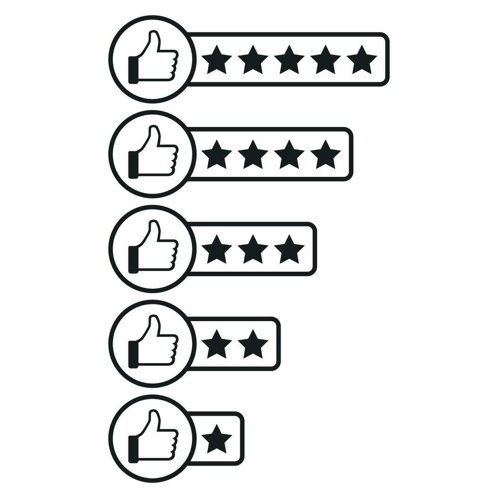 Customer review icon. Thumb up with stars rating vector illustration.