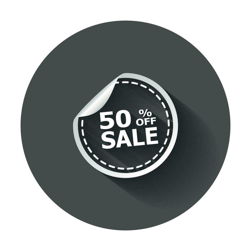 Sale stickers 50 percent off. Vector illustration with long shadow.