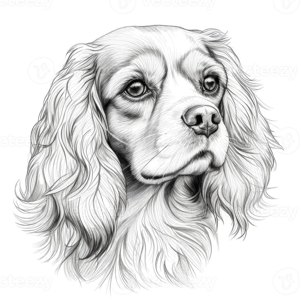 silhouette Cavalier King Charles Spaniel Dog ai generated photo