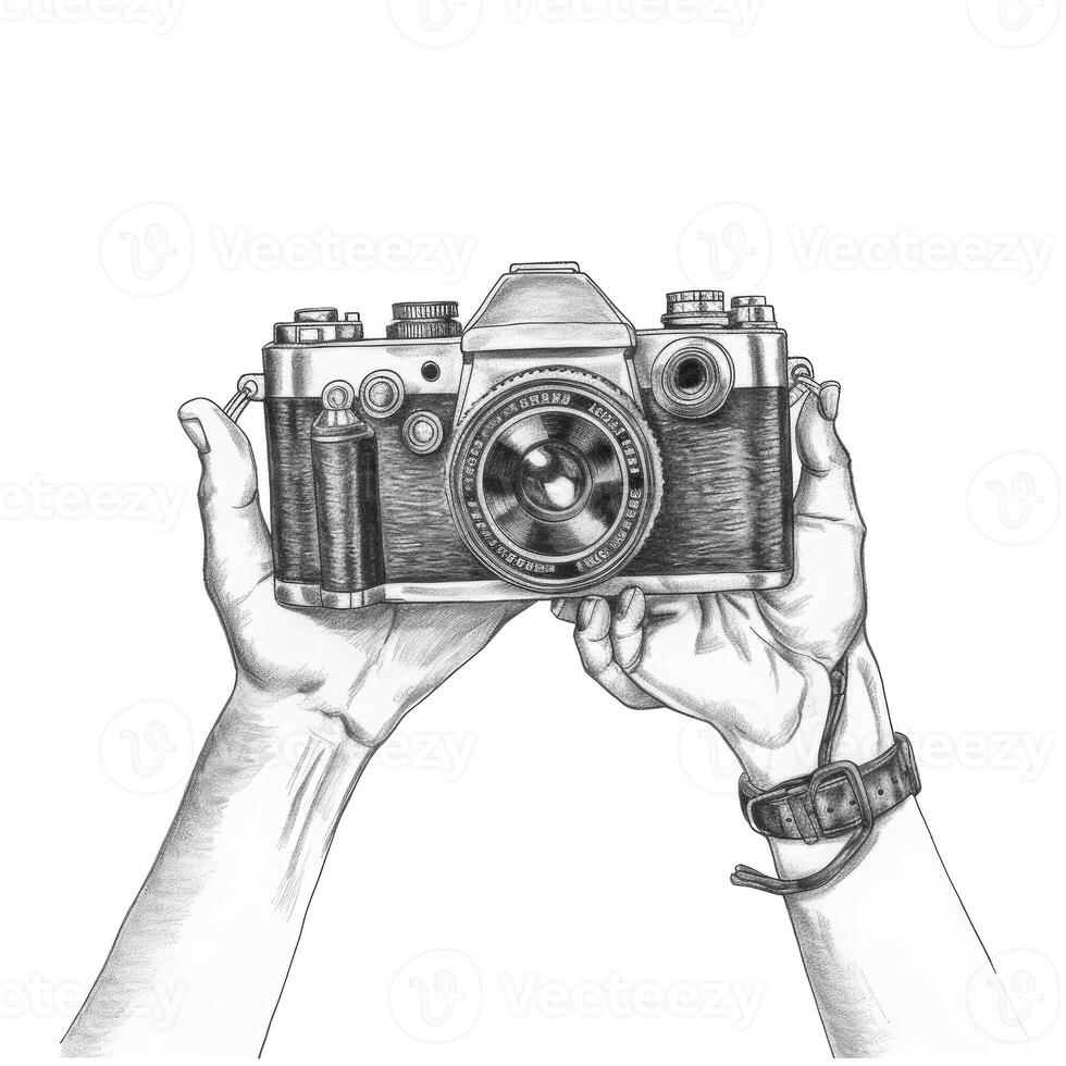 person pair of hands holding a camera ai generated photo