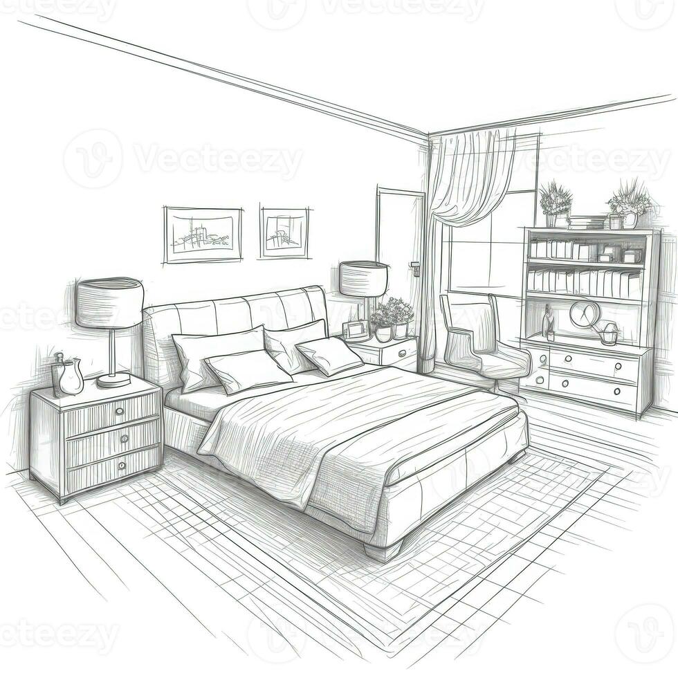 room cozy bedroom bed ai generated photo