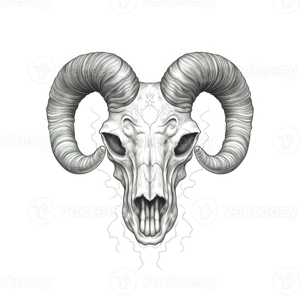 head skull ram horn ai generated photo