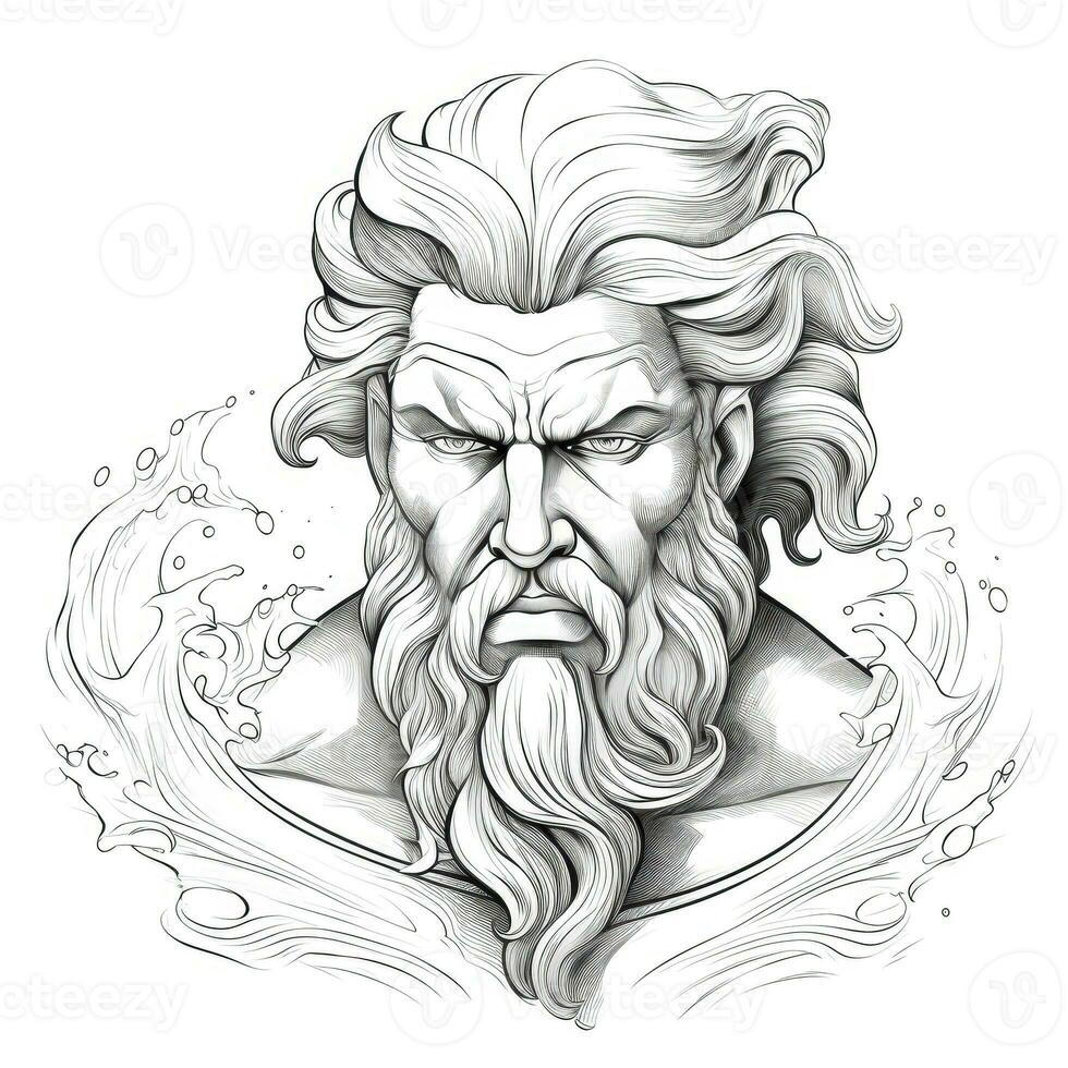 mitología Poseidón Dios ai generado foto