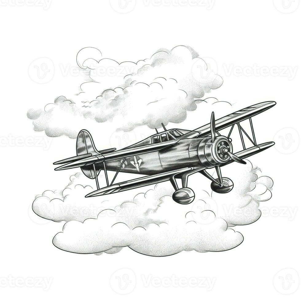 aircraft vintage airplane flying ai generated photo