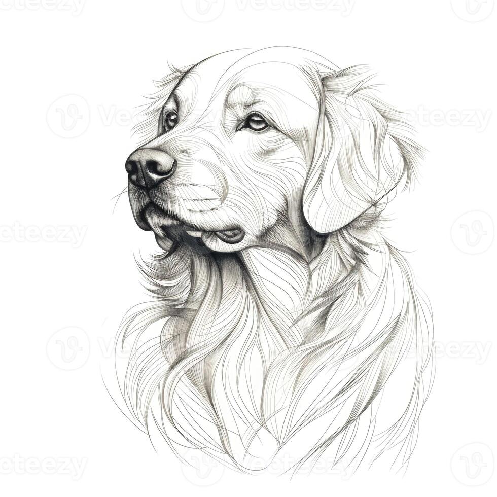 sit Golden Retriever Dog ai generated photo