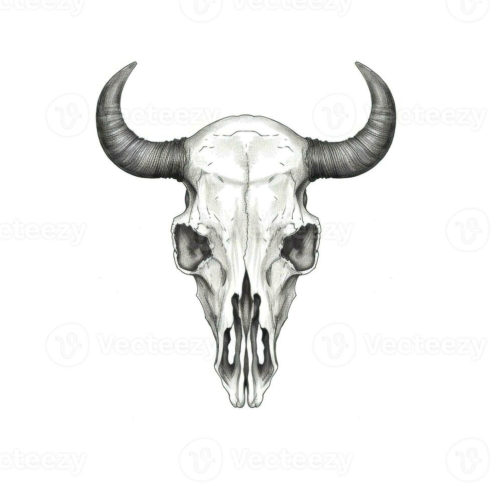 head skull cow horn ai generated photo