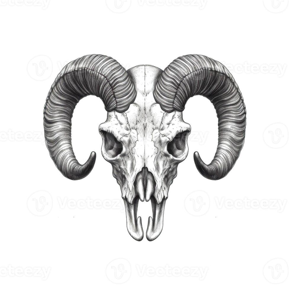 sheep skull ram horn ai generated photo