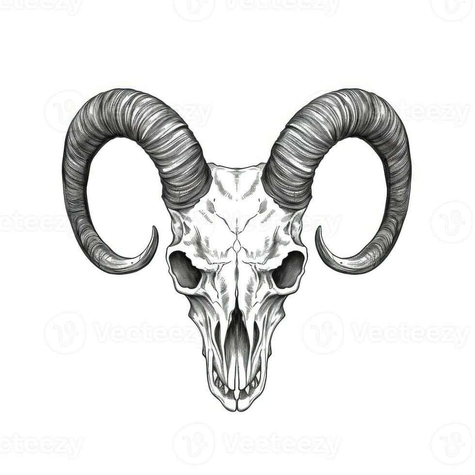 goat skull ram horn ai generated photo