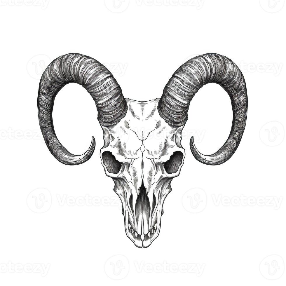 goat skull ram horn photo