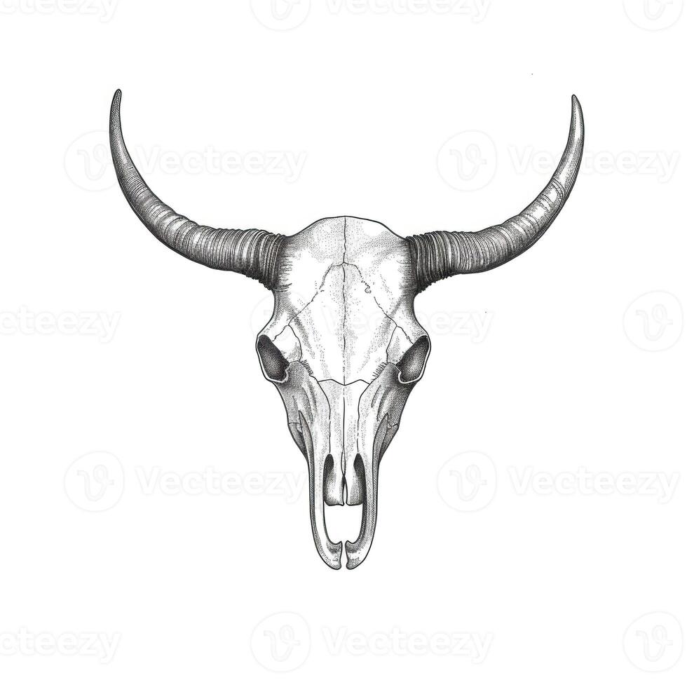 cabeza Longhorn cráneo cuerno ai generado foto