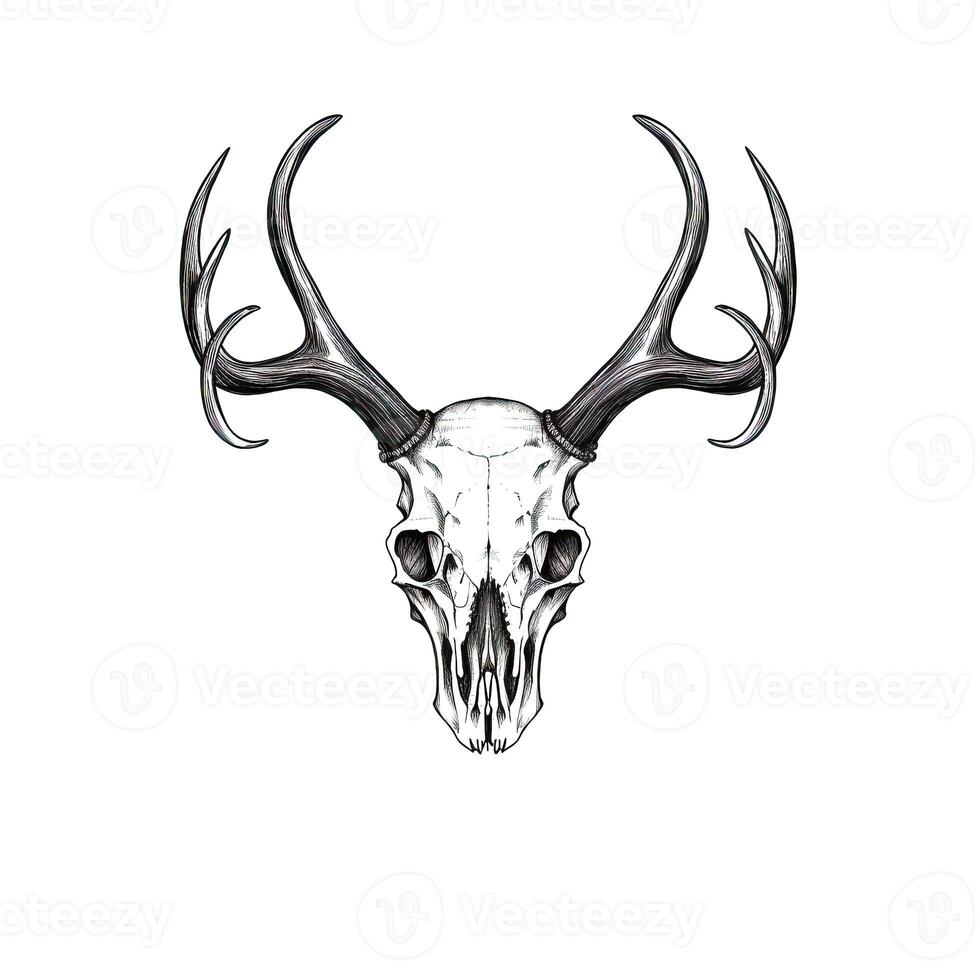 head skull deer horn ai generated photo