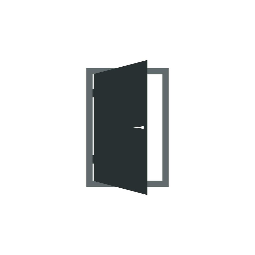 Door vector icon. Exit icon. Open door illustration.