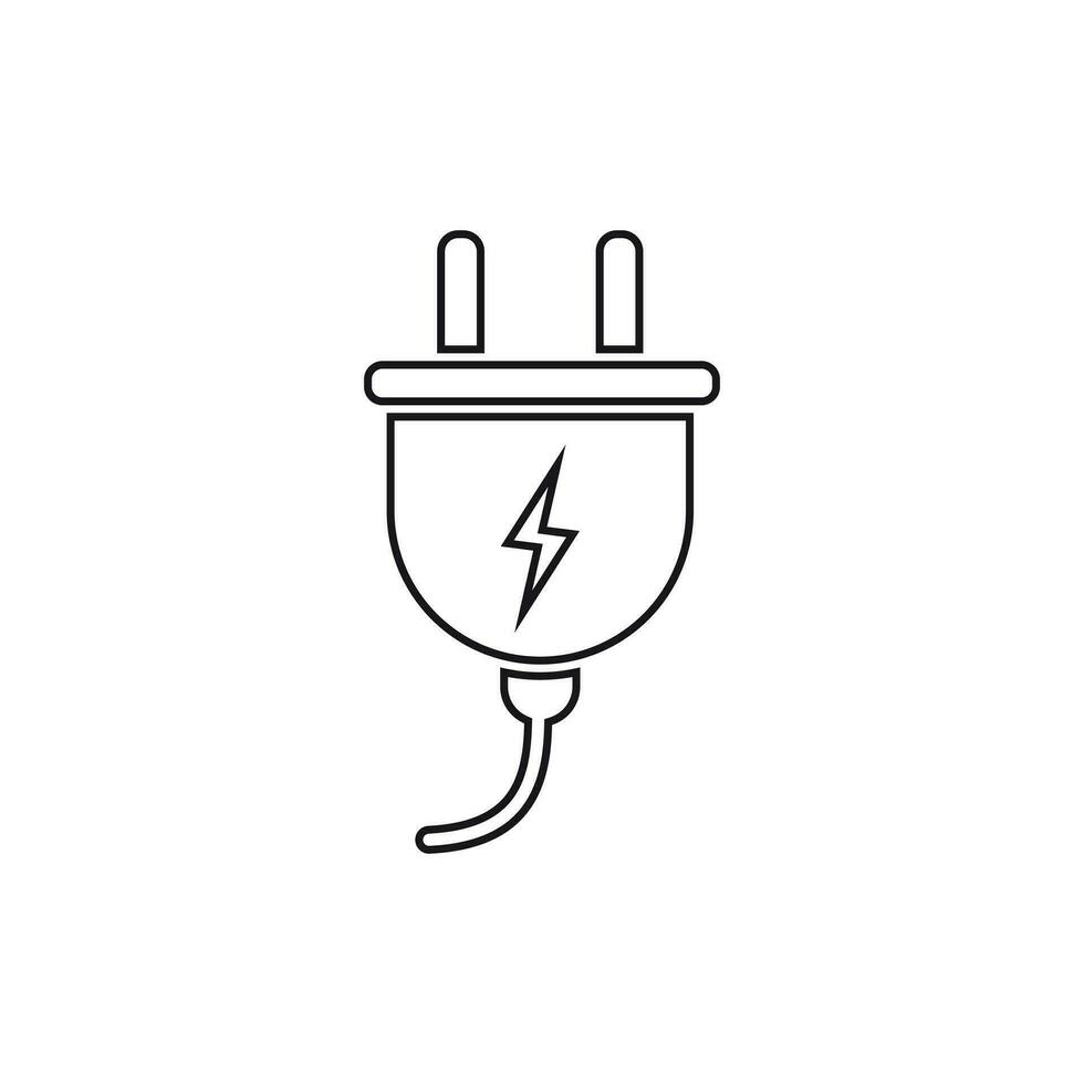Plug vector icon in line style. Power wire cable flat illustration.