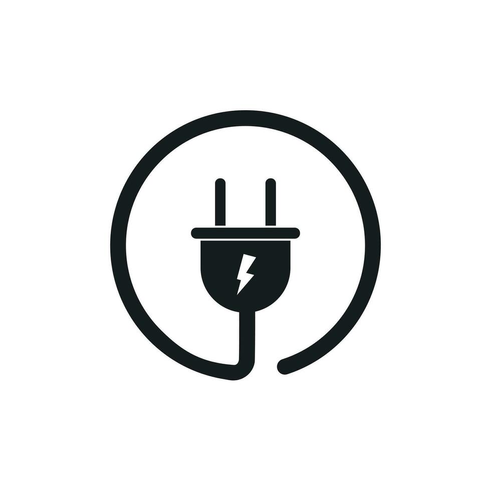 Plug vector icon. Power wire cable flat illustration.