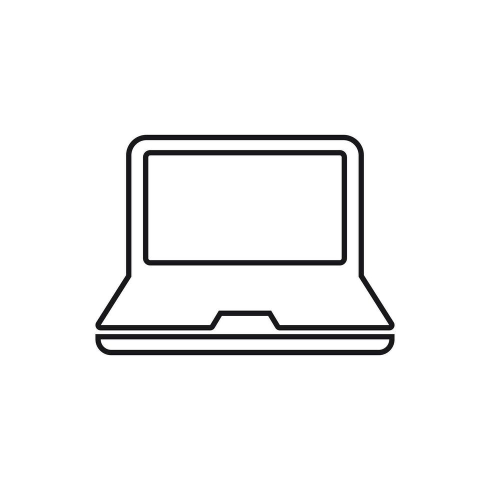 Computer notebook vector illustration in line style. Monitor flat icon.