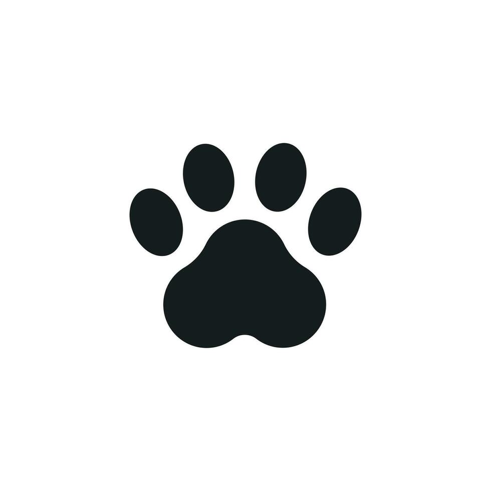 Paw print vector icon. Dog or cat pawprint illustration. Animal silhouette.