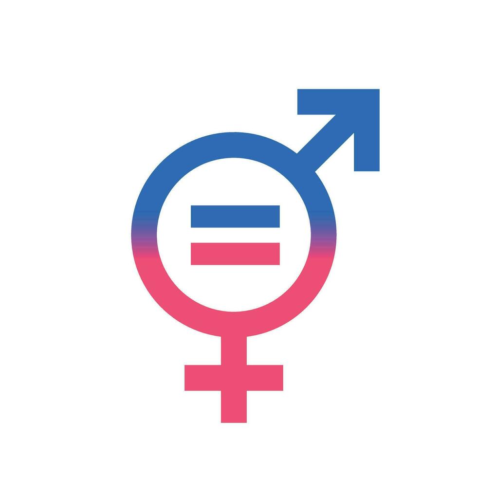 Gender equal sign vector icon. Men and women equal concept icon.