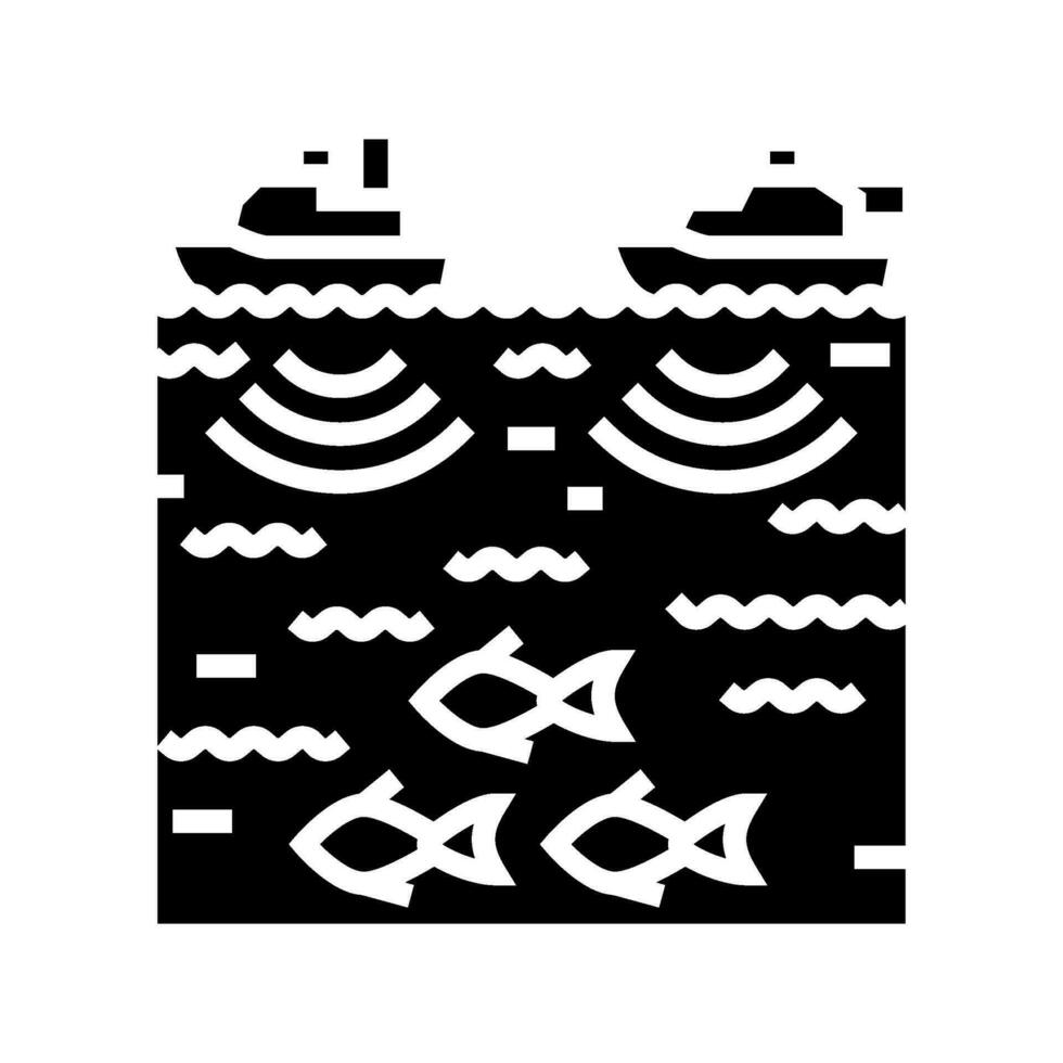 marine noise pollution glyph icon vector illustration