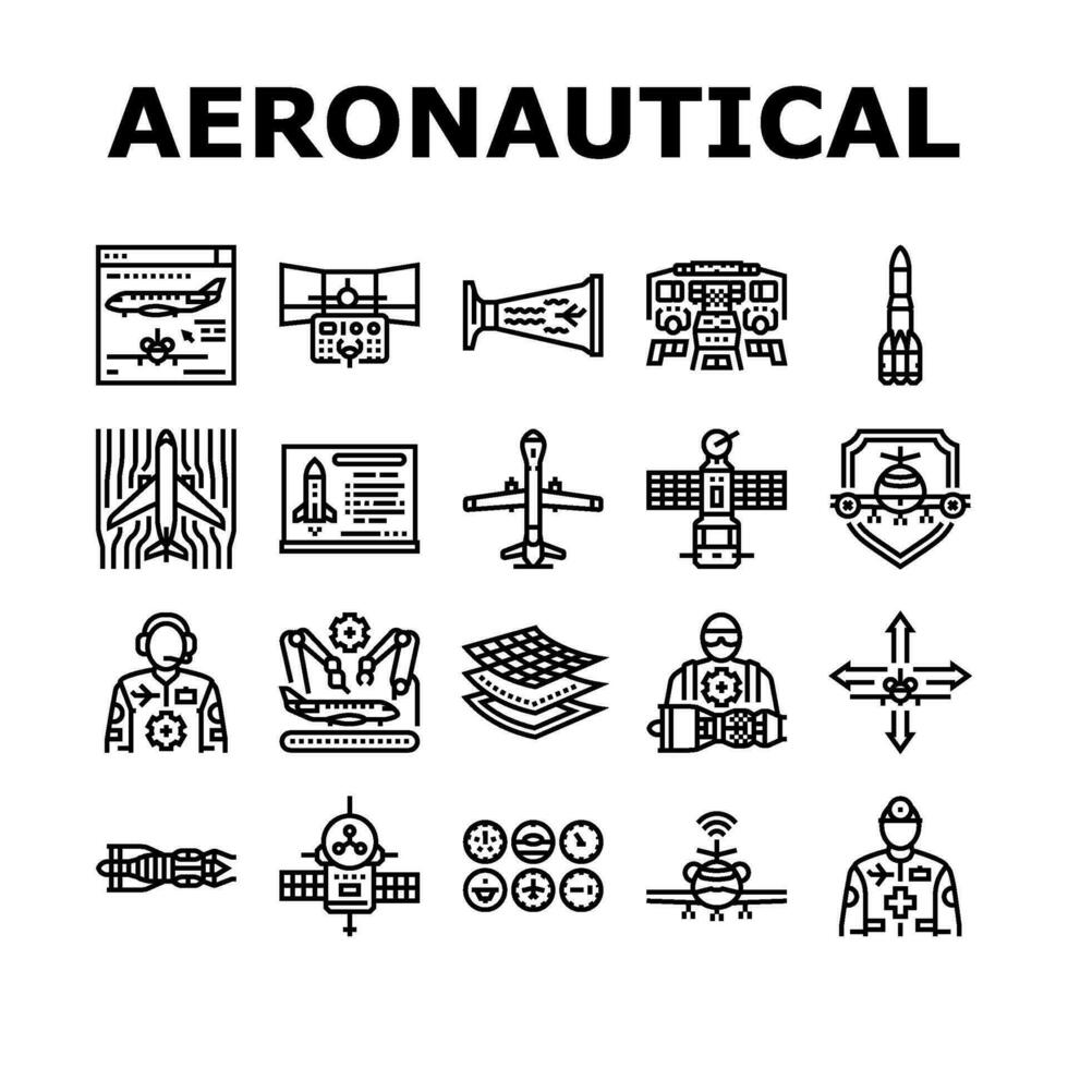 aeronáutico ingeniero aeronave íconos conjunto vector