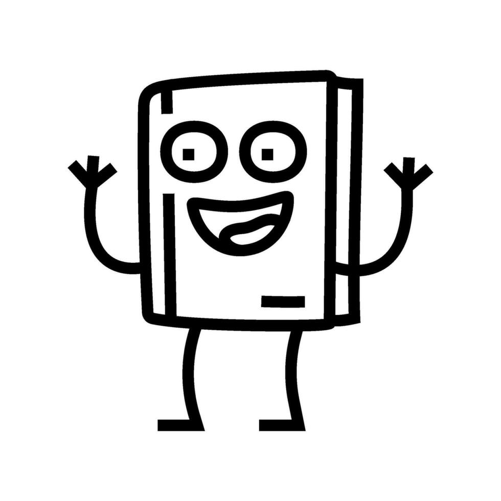 estudiante libro personaje línea icono vector ilustración