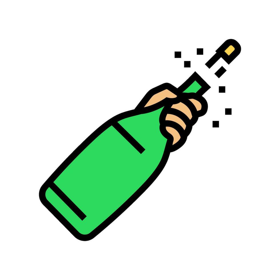 hand champagne bottle cork color icon vector illustration
