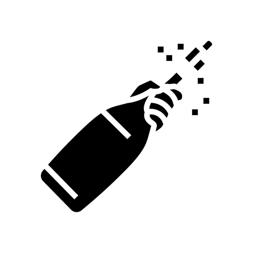 hand champagne bottle cork glyph icon vector illustration