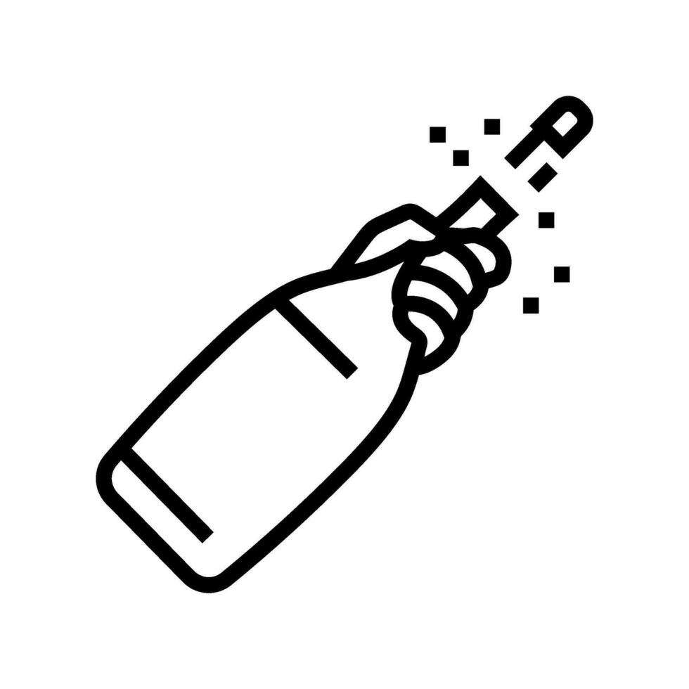 hand champagne bottle cork line icon vector illustration