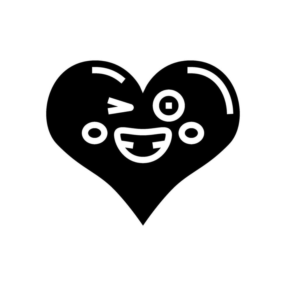 heart smile character glyph icon vector illustration