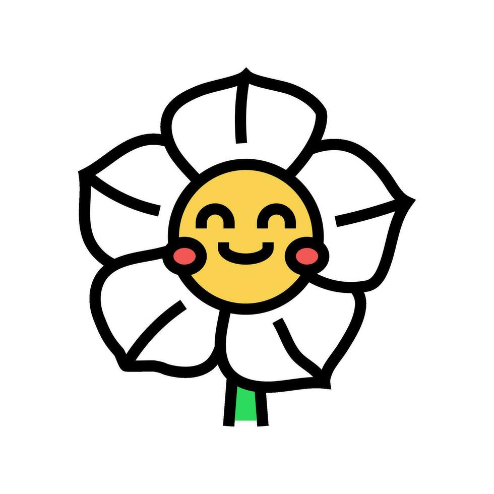 flor sonrisa personaje color icono vector ilustración