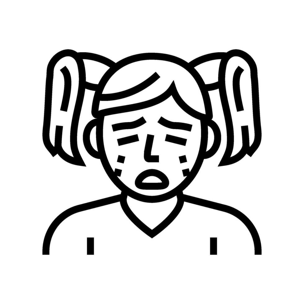 crying kid girl mood line icon vector illustration