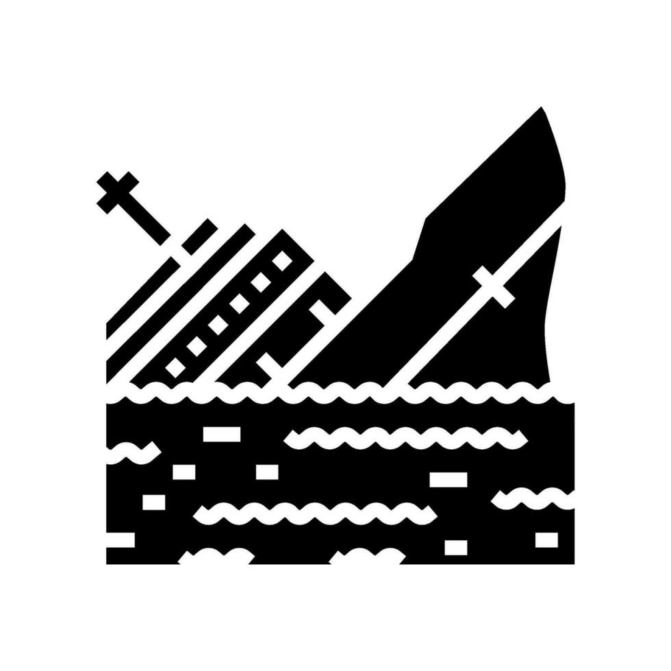 sinking ship sad mood glyph icon vector illustration
