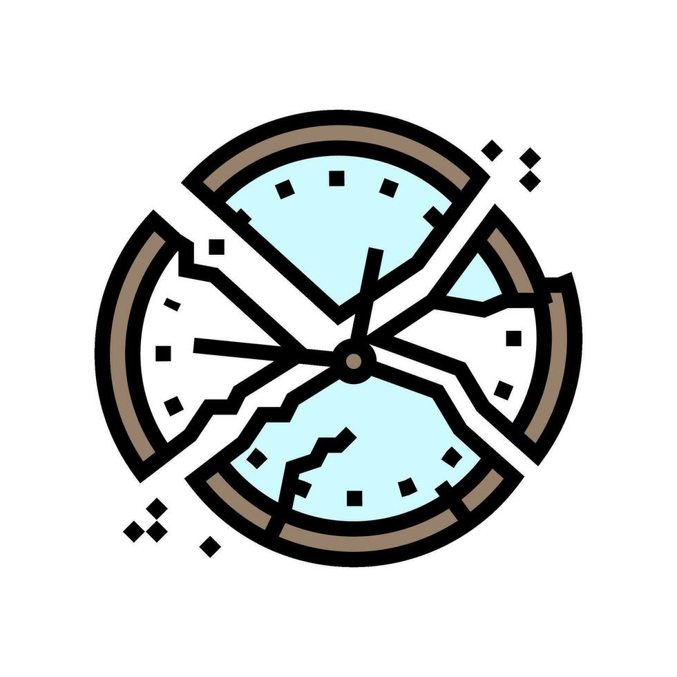 broken clock sad mood color icon vector illustration