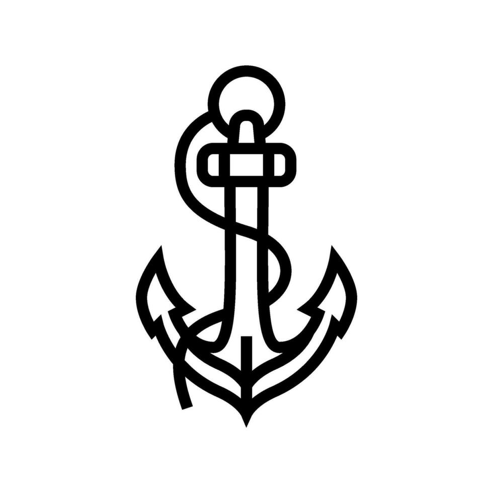 anchor tattoo art vintage line icon vector illustration