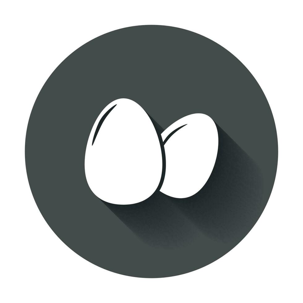 Egg Icon. Flat vector illustration with long shadow.