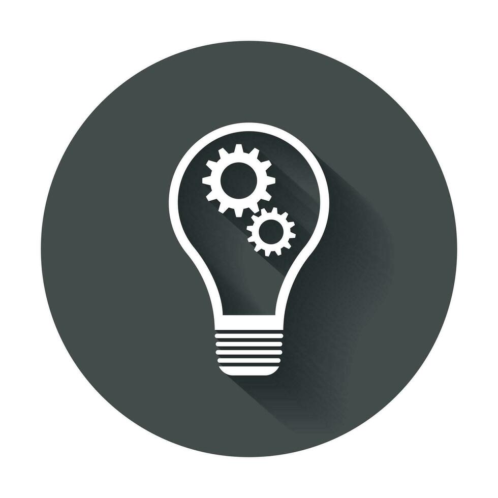 Idea icon vector flat. Light bulb icon vector with long shadow.