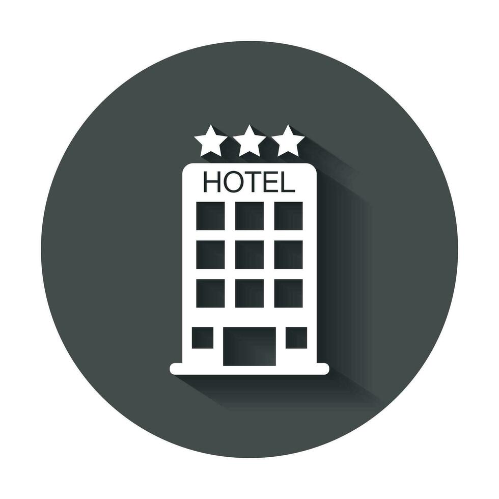 hotel icono. sencillo plano pictograma para negocio, marketing, Internet concepto con largo sombra. vector