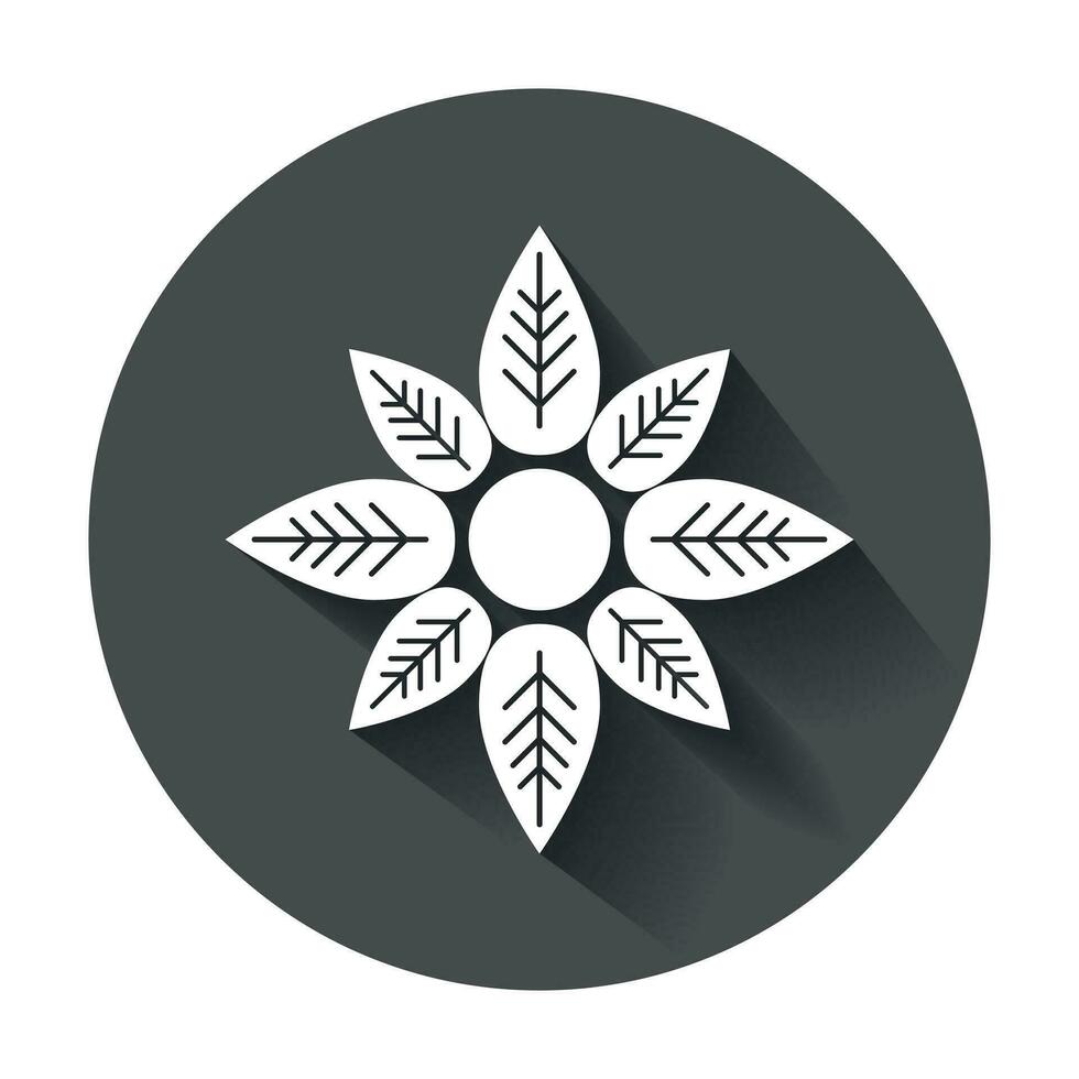 Flower Icon. Flat vector icon with long shadow.