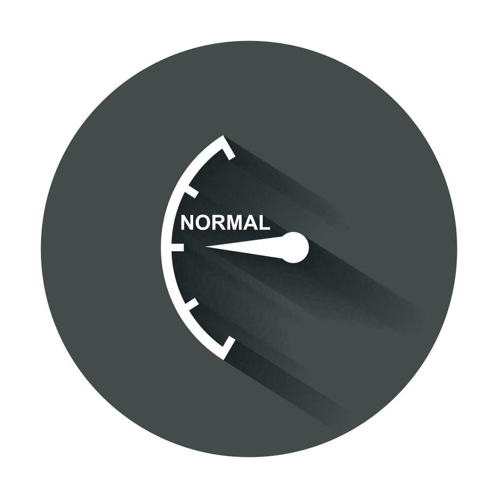 Speedometer, tachometer, fuel normal level icon. Flat vector illustration with long shadow.