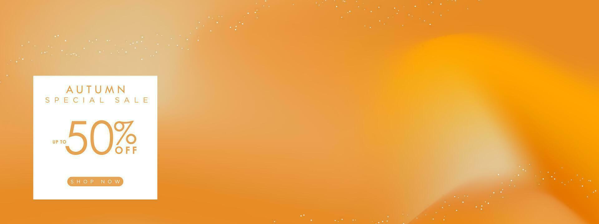 Autumn Special Sale Banner. Up to 50 percent off with shop now button. Big copy space. Editable Vector. EPS 10. Orange liquid background. vector