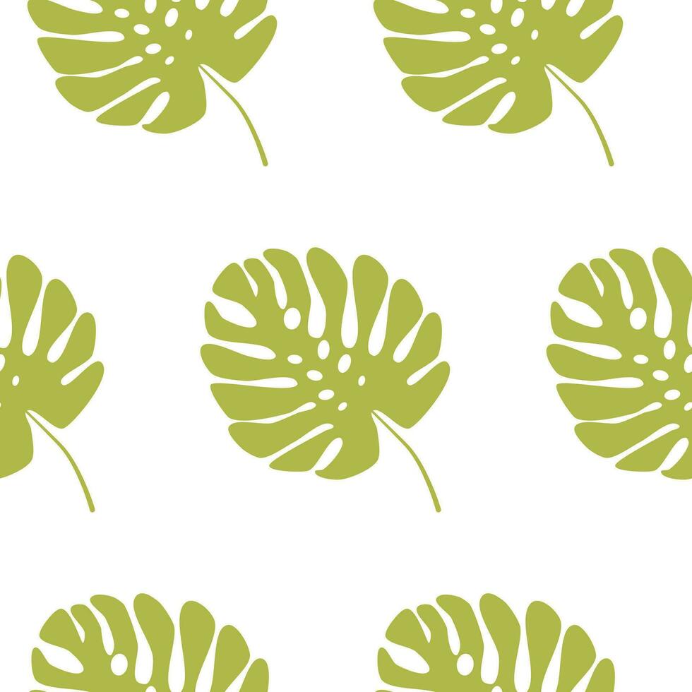 Palm leaf on white background, seamless pattern, vector. vector