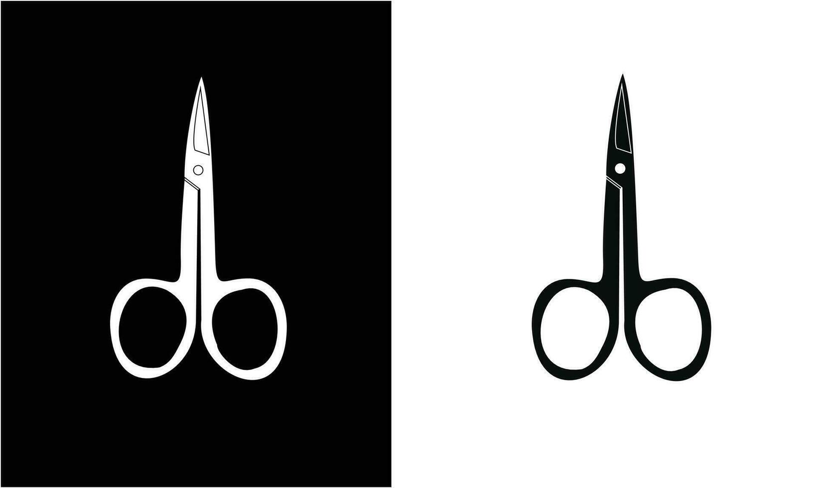 Nail cutting scissors icon vector illustration. Manicure tool icon. Nail clipper icon. Icon of nose hair cutting scissors or eyebrow cutting scissors