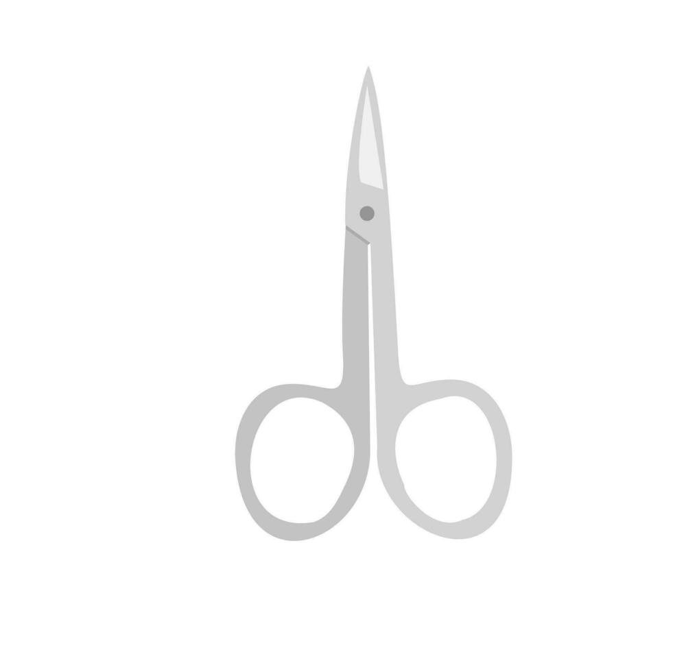 Nail cutting scissors vector illustration. Manicure tool clipart. Nail clipper flat vector. Nose hair cutting scissors vector. Eyebrow cutting scissors clipart.