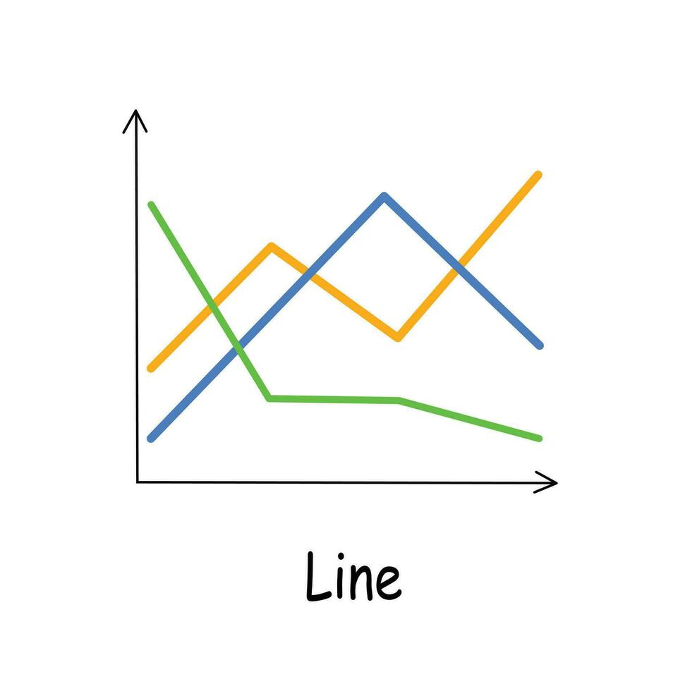 Line chart clipart. Line graph flat vector isolated on white background. Data analysis, financial report, business analytics illustration. Infographic. Statistics graph. Line chart icon.