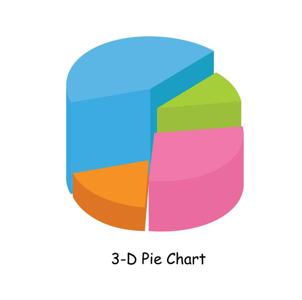 tarta gráfico clipart en 3d estilo. tarta grafico plano vector aislado en blanco antecedentes. datos análisis, financiero informe, negocio analítica ilustración. infografía. Estadísticas grafico. tarta gráfico icono.